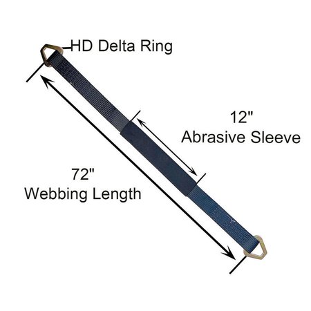 Tie 4 Safe 2" x 72" Axle Straps w/ Sleeve & D Rings
WLL: 3,333 lbs., PK20 RT41A-72M18-BL-C-20